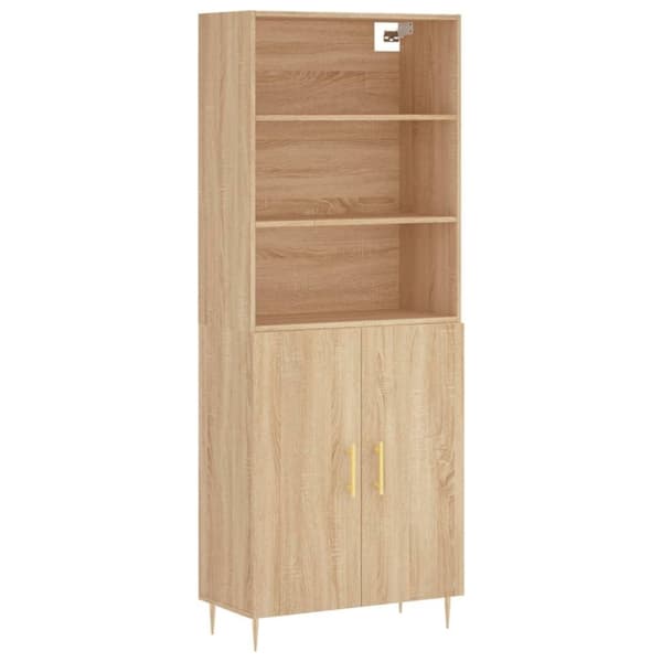 vidaXL højskab 69,5x34x180 cm konstrueret træ sonoma-eg