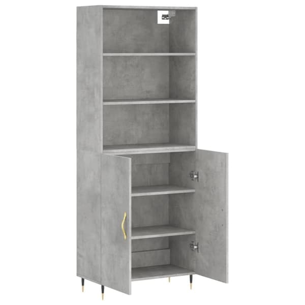 vidaXL Highboard betonggrå 69,5x34x180 cm konstruert tre