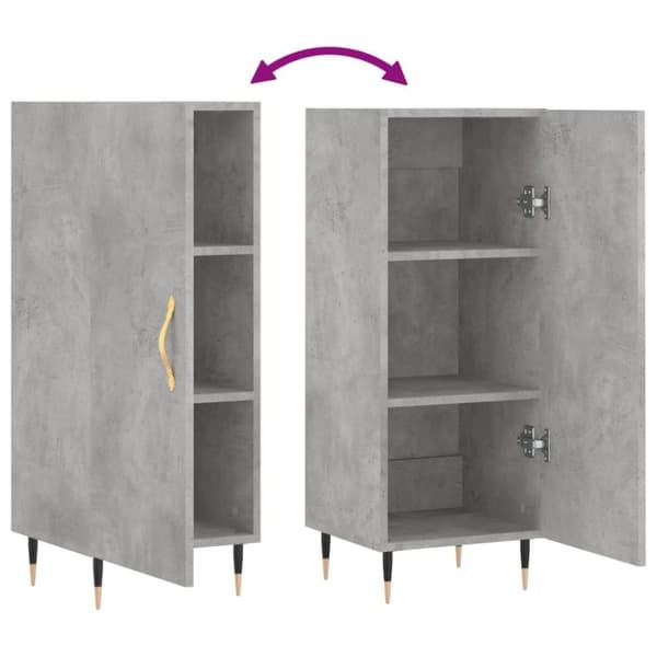 vidaXL Skjenk betonggrå 34,5x34x90 cm konstruert tre