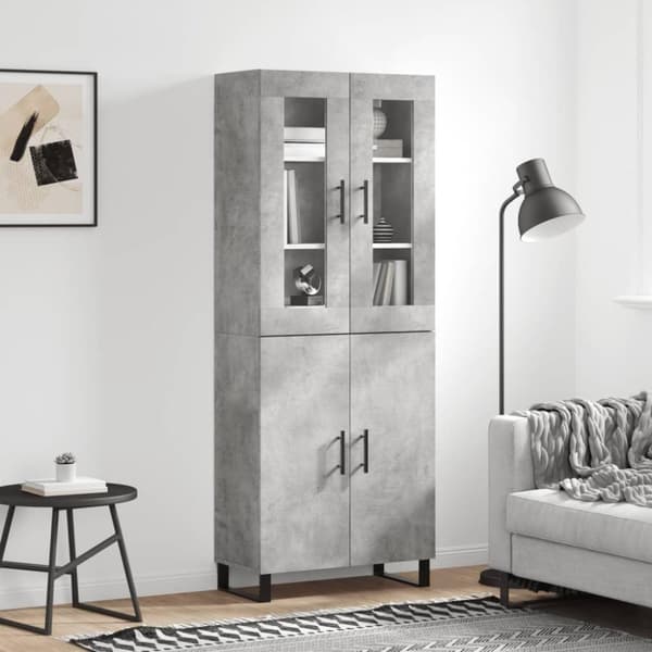 vidaXL Kaappi betoninharmaa 69,5x34x180 cm tekninen puu