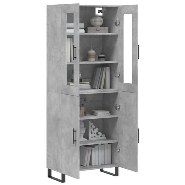 vidaXL Kaappi betoninharmaa 69,5x34x180 cm tekninen puu