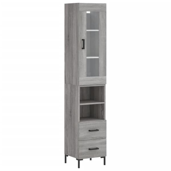 vidaXL Highboard grå sonoma 34,5x34x180 cm konstruert tre
