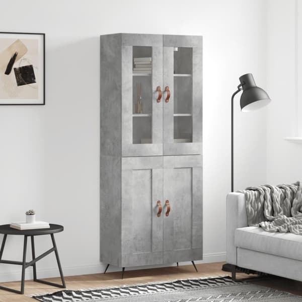 vidaXL højskab 69,5x34x180 cm konstrueret træ betongrå