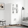 Miniatyrbild 11 av 11: vidaXL Högskåp vit 69,5x34x180 cm konstruerat trä