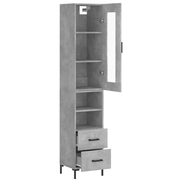 vidaXL Highboard betonggrå 34,5x34x180 cm konstruert tre