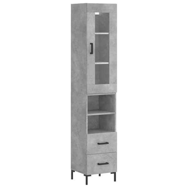 vidaXL Highboard betonggrå 34,5x34x180 cm konstruert tre