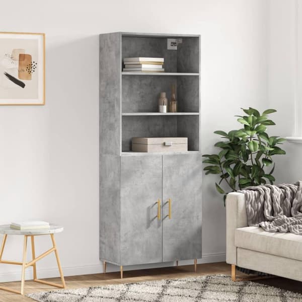 vidaXL højskab 69,5x34x180 cm konstrueret træ betongrå