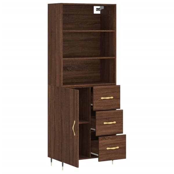 vidaXL Highboard brun eik 69,5x34x180 cm konstruert tre