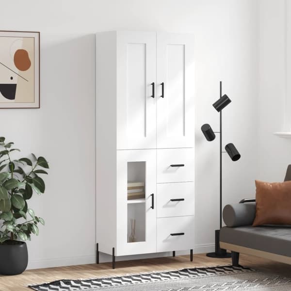 vidaXL højskab 69,5x34x180 cm konstrueret træ hvid