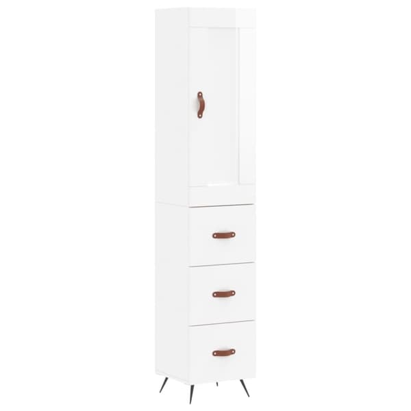 vidaXL Högskåp vit högglans 34,5x34x180 cm konstruerat trä