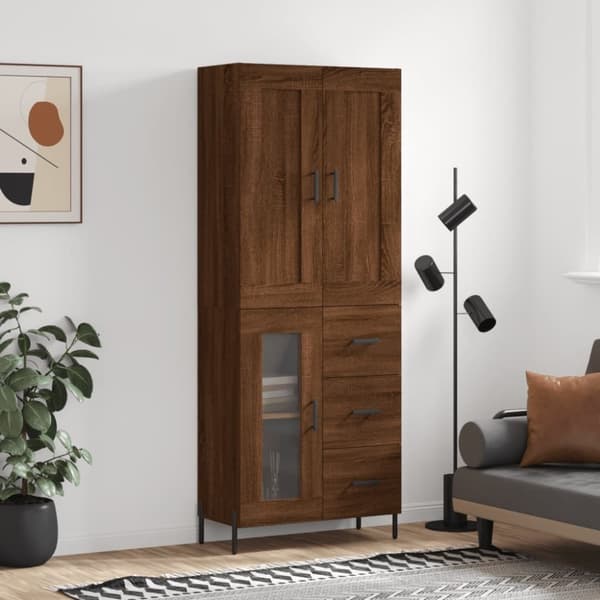 vidaXL højskab 69,5x34x180 cm konstrueret træ brun egetræsfarve