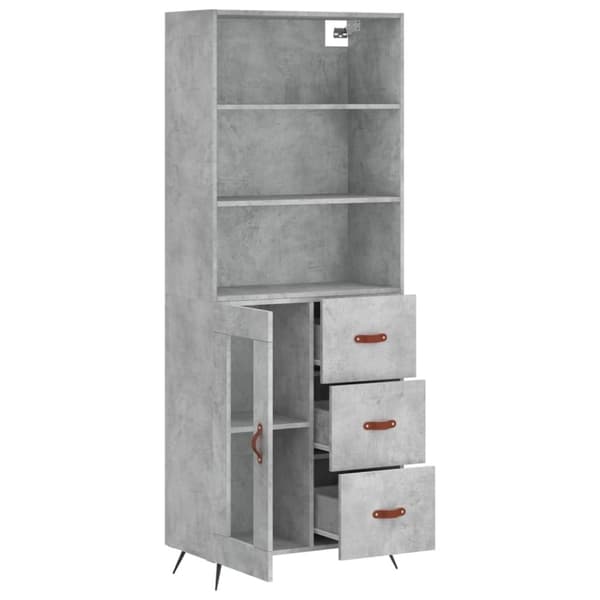 vidaXL Highboard betonggrå 69,5x34x180 cm konstruert tre