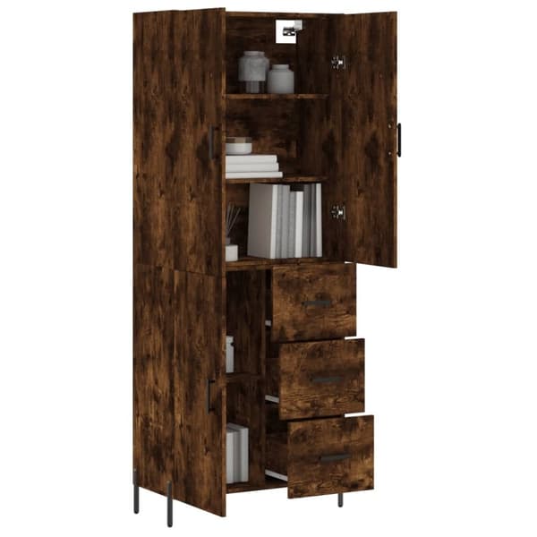vidaXL Highboard røkt eik 69,5x34x180 cm konstruert tre