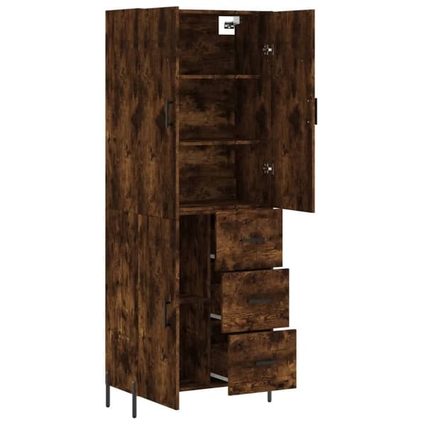 vidaXL Highboard røkt eik 69,5x34x180 cm konstruert tre