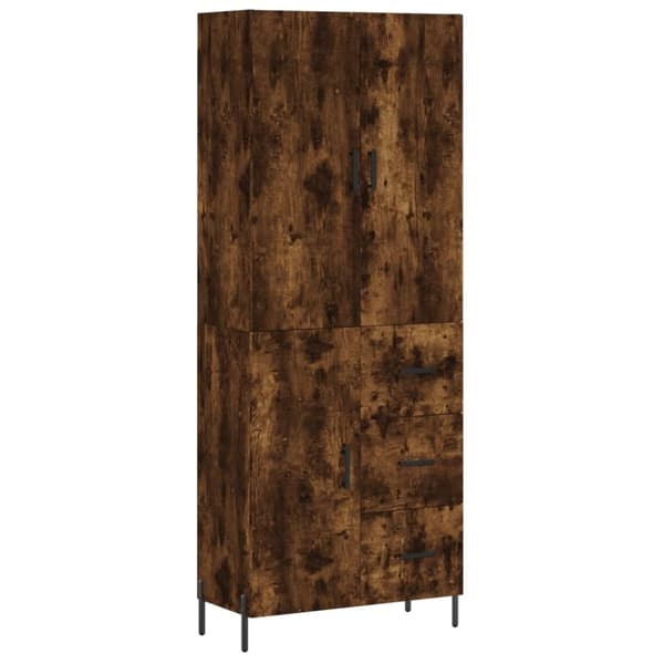 vidaXL Highboard røkt eik 69,5x34x180 cm konstruert tre
