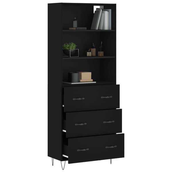 vidaXL højskab 69,5x34x180 cm konstrueret træ sort
