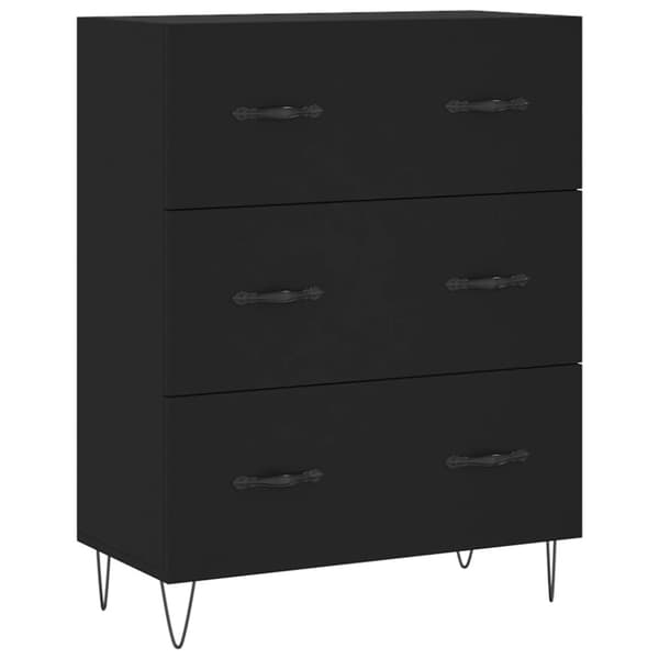 vidaXL højskab 69,5x34x180 cm konstrueret træ sort