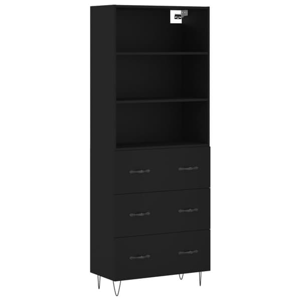 vidaXL højskab 69,5x34x180 cm konstrueret træ sort