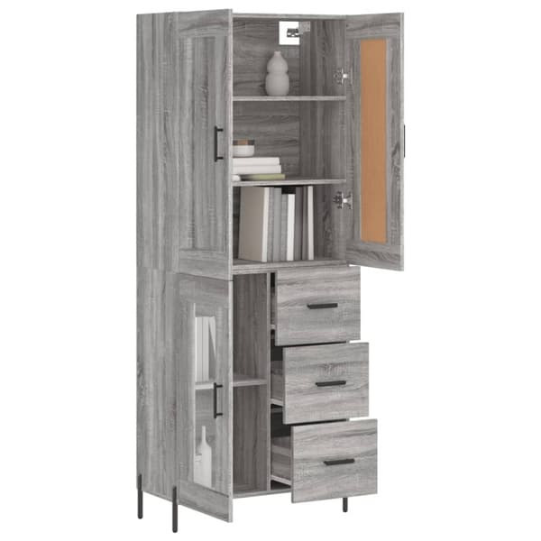 vidaXL højskab 69,5x34x180 cm konstrueret træ grå sonoma-eg