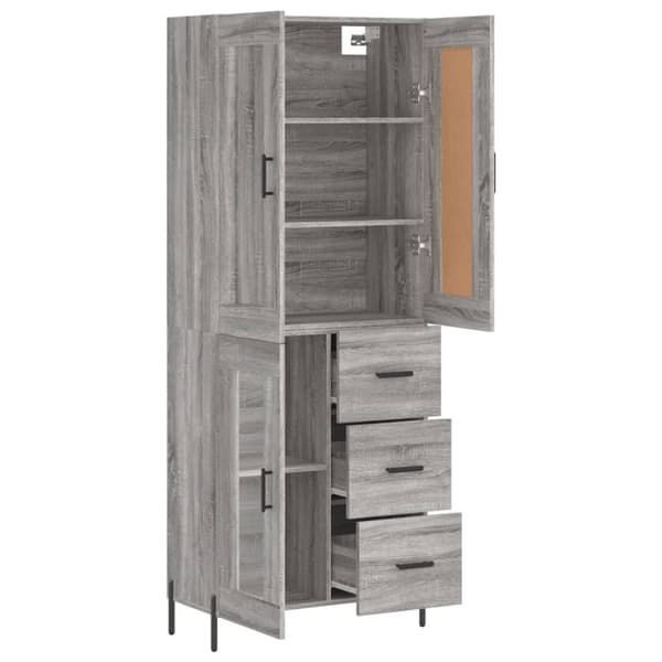 vidaXL højskab 69,5x34x180 cm konstrueret træ grå sonoma-eg