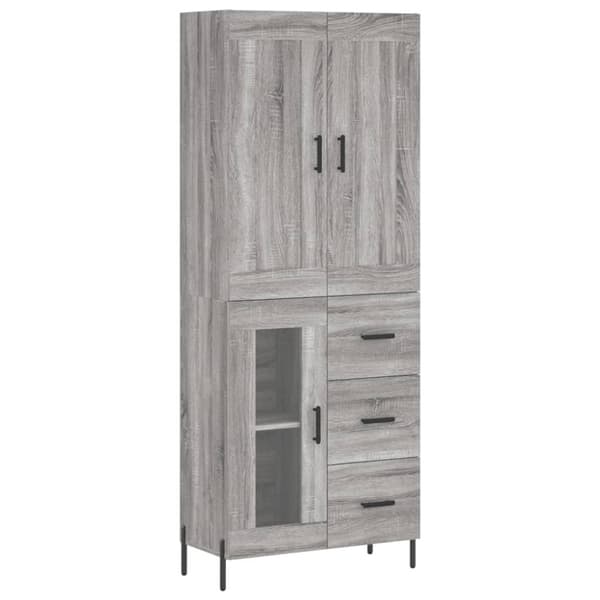 vidaXL højskab 69,5x34x180 cm konstrueret træ grå sonoma-eg