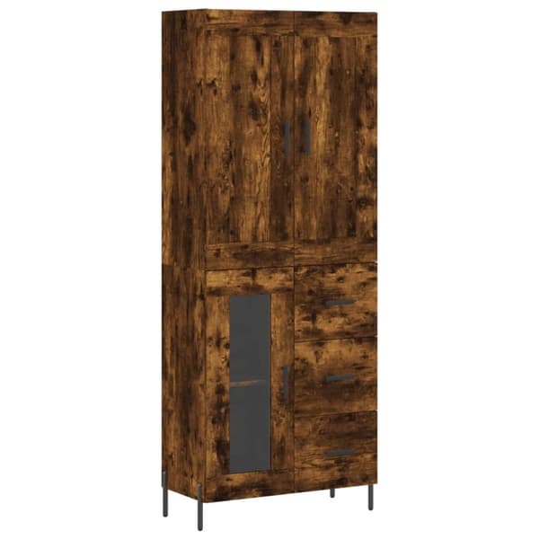 vidaXL højskab 69,5x34x180 cm konstrueret træ røget egetræsfarve