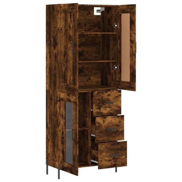 vidaXL Highboard røkt eik 69,5x34x180 cm konstruert tre