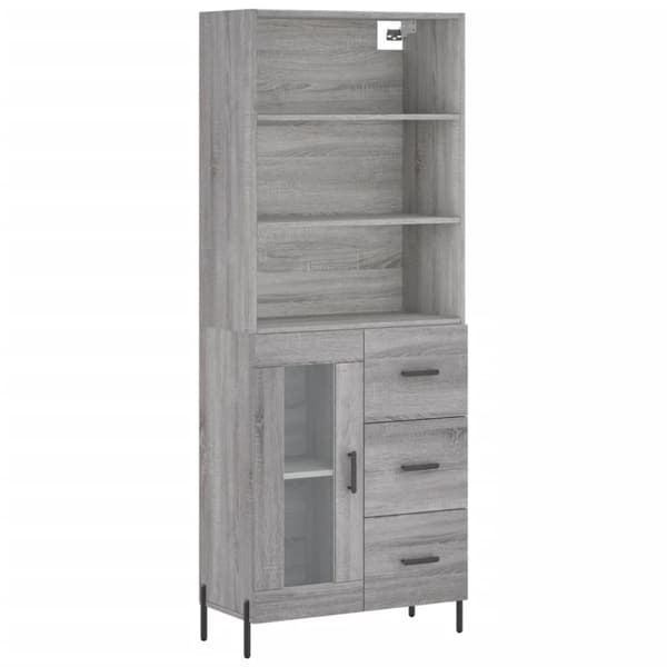 vidaXL Kaappi harmaa Sonoma 69,5x34x180 cm tekninen puu