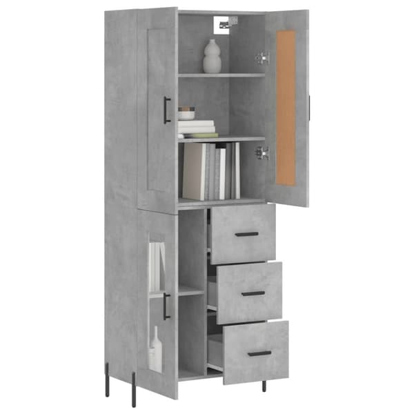 vidaXL Highboard betonggrå 69,5x34x180 cm konstruert tre