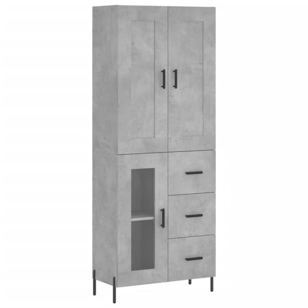 vidaXL Highboard betonggrå 69,5x34x180 cm konstruert tre