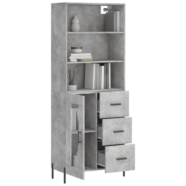 vidaXL Highboard betonggrå 69,5x34x180 cm konstruert tre