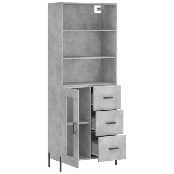 vidaXL Highboard betonggrå 69,5x34x180 cm konstruert tre