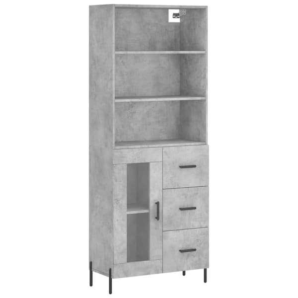 vidaXL Highboard betonggrå 69,5x34x180 cm konstruert tre