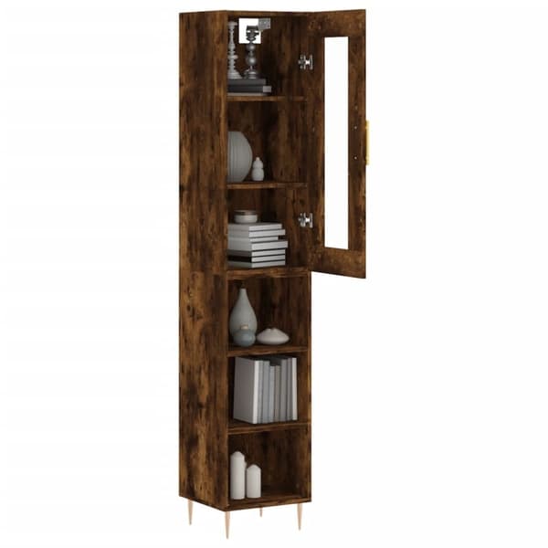 vidaXL Highboard røkt eik 34,5x34x180 cm konstruert tre