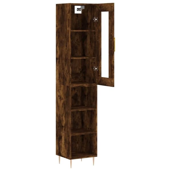 vidaXL Highboard røkt eik 34,5x34x180 cm konstruert tre