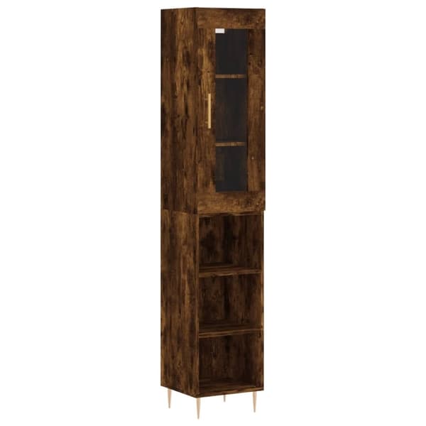 vidaXL Highboard røkt eik 34,5x34x180 cm konstruert tre