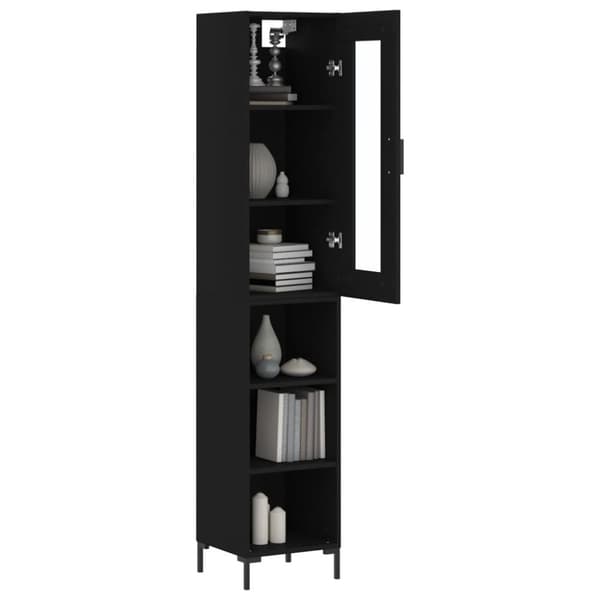 vidaXL Highboard svart 34,5x34x180 cm konstruert tre