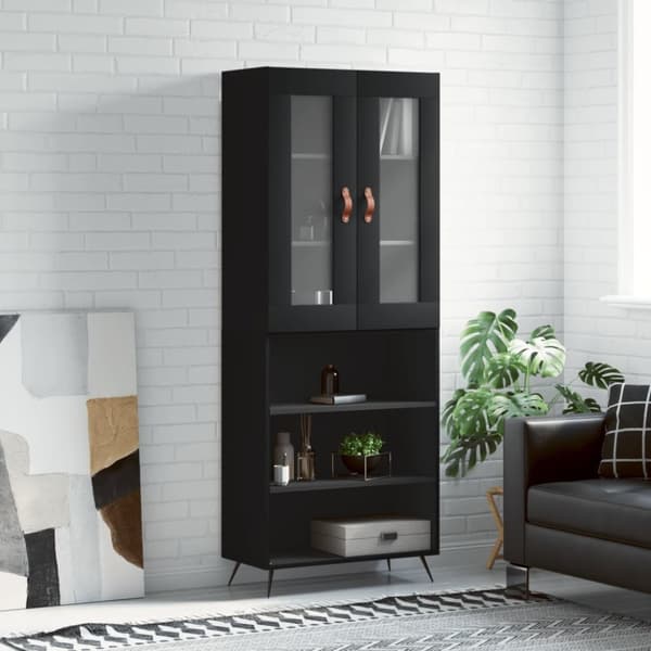vidaXL Highboard svart 69,5x34x180 cm konstruert tre