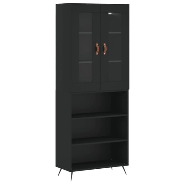vidaXL højskab 69,5x34x180 cm konstrueret træ sort