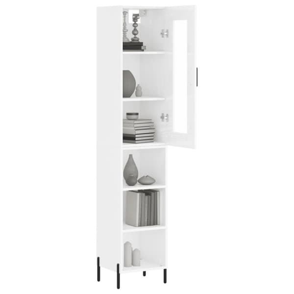 vidaXL Highboard høyglans hvit 34,5x34x180 cm konstruert tre