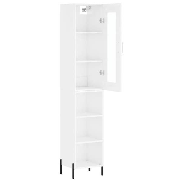vidaXL Highboard høyglans hvit 34,5x34x180 cm konstruert tre