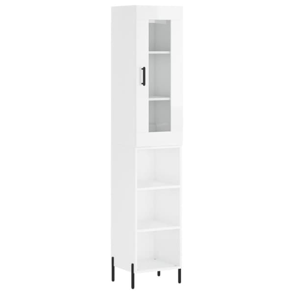 vidaXL Highboard høyglans hvit 34,5x34x180 cm konstruert tre