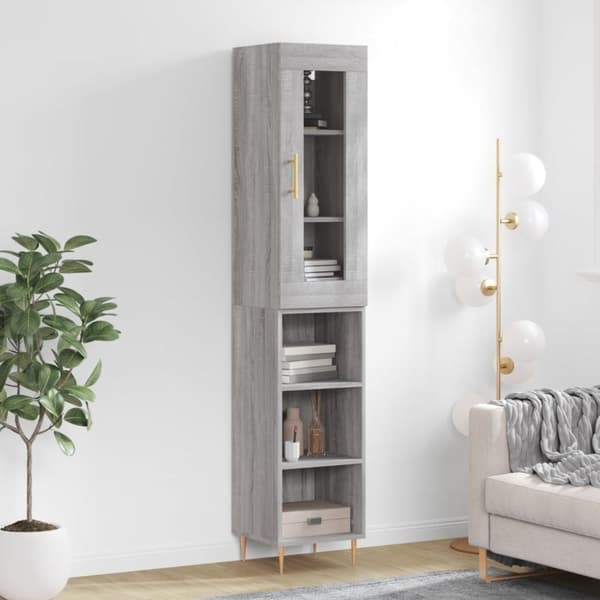 vidaXL Kaappi harmaa Sonoma 34,5x34x180 cm tekninen puu