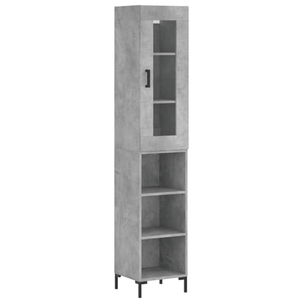vidaXL Highboard betonggrå 34,5x34x180 cm konstruert tre