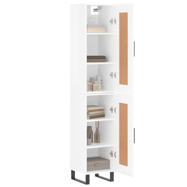 vidaXL Högskåp vit högglans 34,5x34x180 cm konstruerat trä