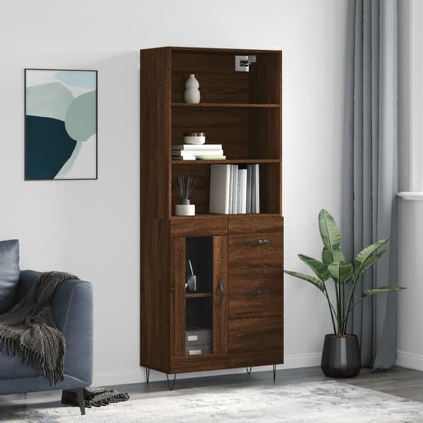 vidaXL højskab 69,5x34x180 cm konstrueret træ brun egetræsfarve