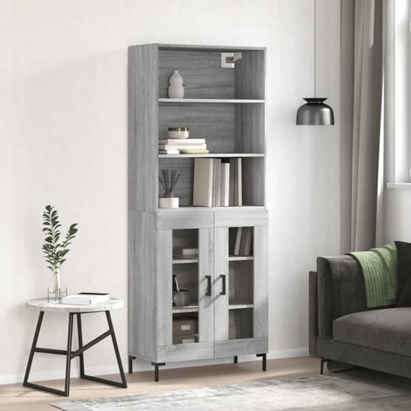 vidaXL højskab 69,5x34x180 cm konstrueret træ grå sonoma-eg