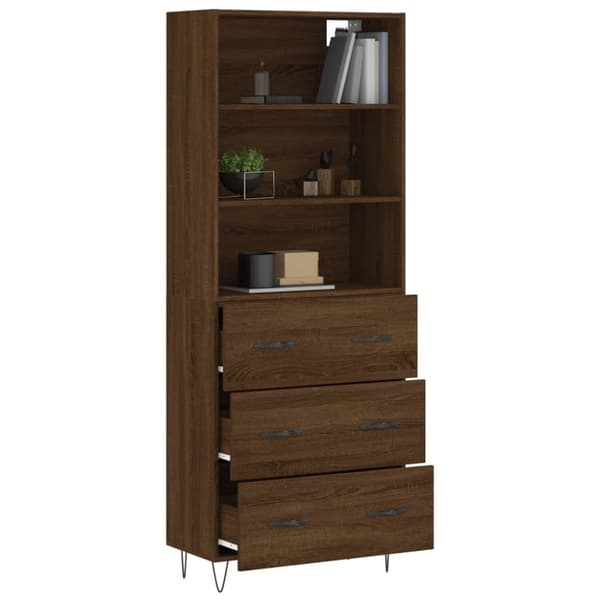 vidaXL højskab 69,5x34x180 cm konstrueret træ brun egetræsfarve