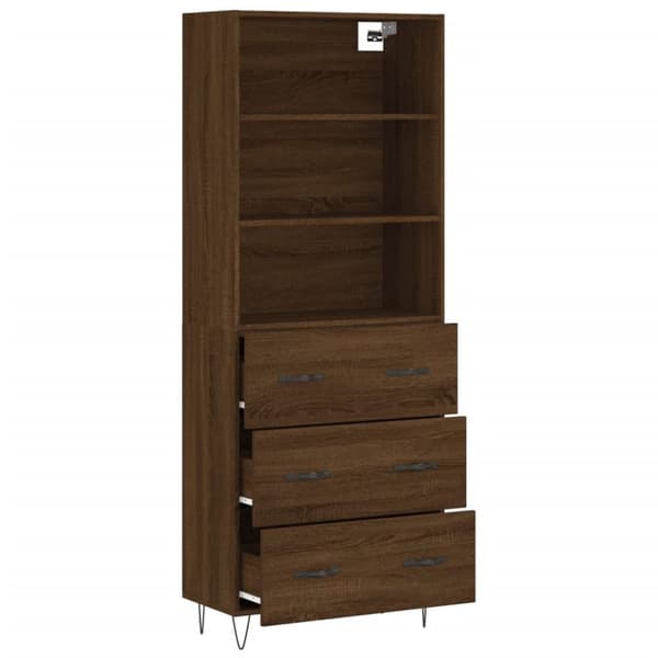 vidaXL højskab 69,5x34x180 cm konstrueret træ brun egetræsfarve
