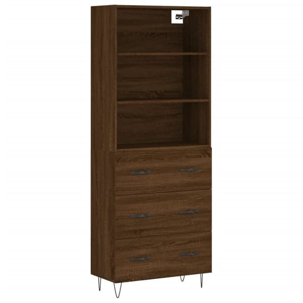 vidaXL højskab 69,5x34x180 cm konstrueret træ brun egetræsfarve